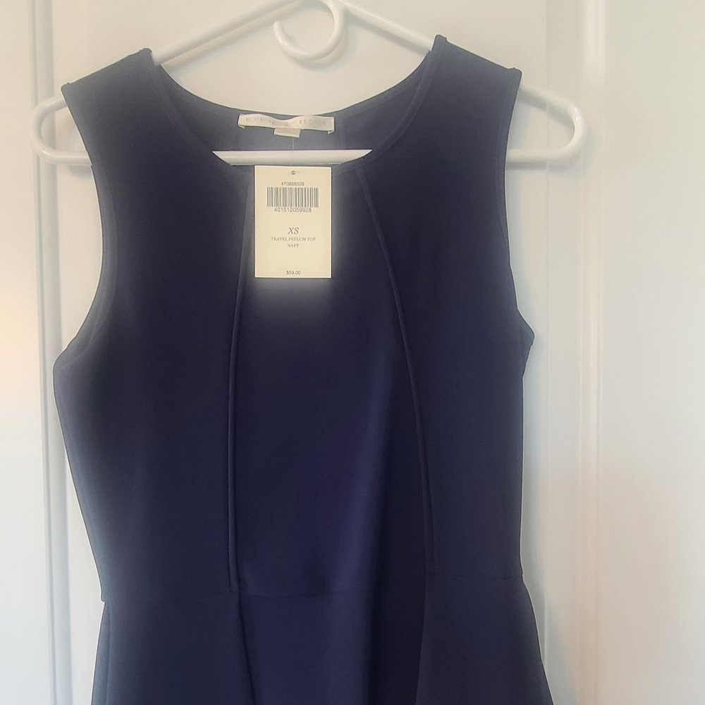 Boston Proper Peplum Top - Navy